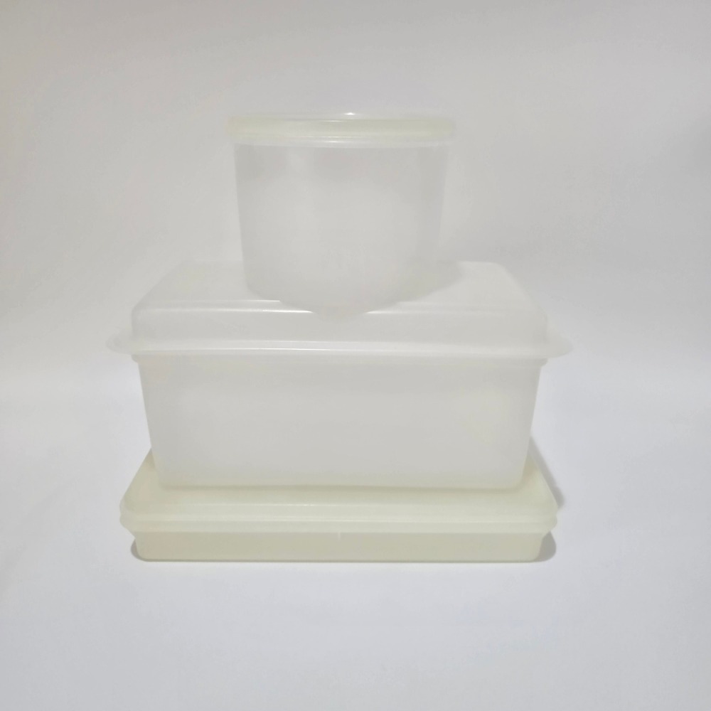 Tupperware Storage Container Set Bread Keeper Vintage Frosted Clear 3 Piece